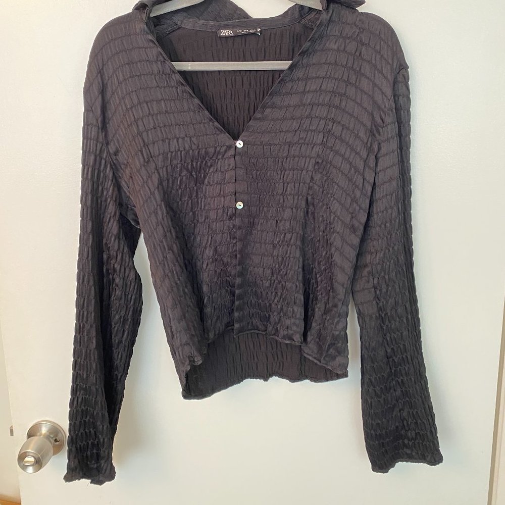 Black silk Zara long sleeve! Flowy and Fabulous! Size S